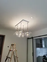 Lamp.led-Light Iron-Glass Bubbles Golden-Chandelier Postmodern Dinning-Room for Foyer