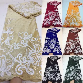 

Beautiful Bridal Gown velvet Lace Tulle Fabric African Embroidery Net Lace Fabric With High Quality French Mesh Lace For Dress