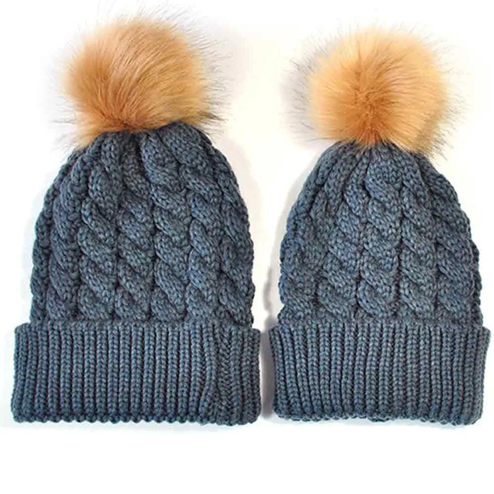 Зимние шапки для женщин, Серые вязаные шапочки Skullies Beanies, женская шапка с помпоном, Повседневная шапка, Женская Толстая теплая шапочка, шапки для девушек