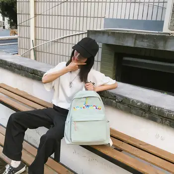 

Teenage Girl LOVEWORLD Female New Travel Backpacks Embroidery Letter Solid Backpacks
