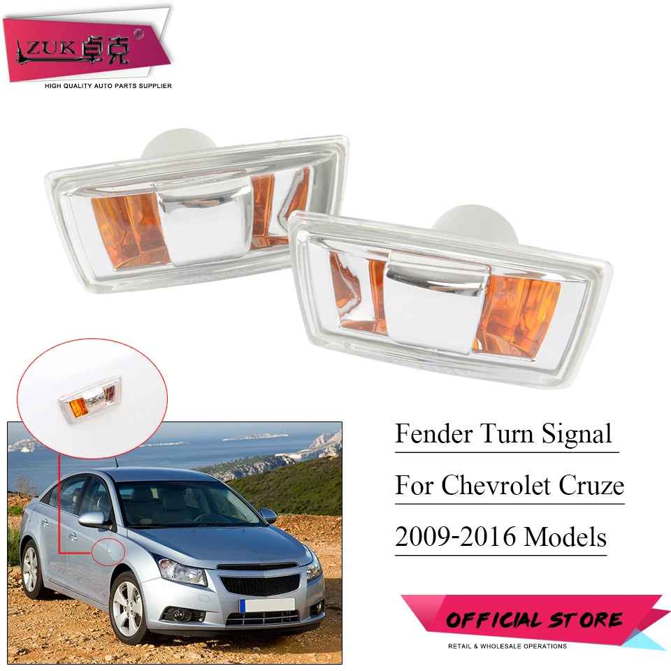 

ZUK For Chevrolet Side Turn Signal Fender Indicator Flasher Bilnker Lamp For Cruze 2009 2010 2011 2012 2013 2014 2015 2016