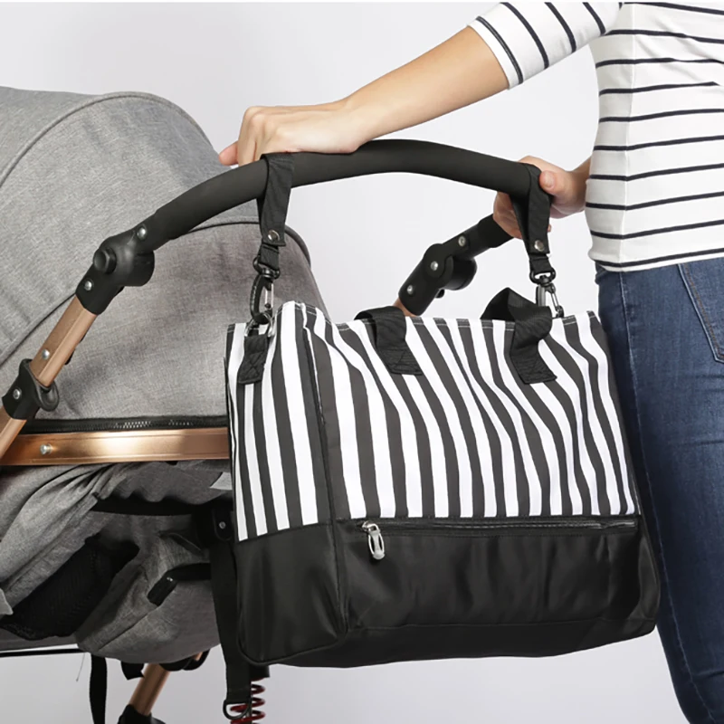One-shoulder hand carry striped baby diaper bag mother mommy changing nappy bag maternity bags for mom travel stroller organizer