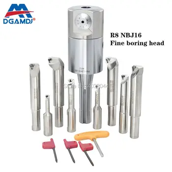 Cheap Set R8 Metric M12 Inch M7/16 LBK6 Machining Center CNC Tool Holder NBJ16 Fine-Tuning Boring Head 8 SBJ16 8-46mm Boring Bar