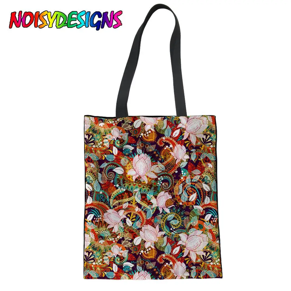 Бесшумный дизайн Корейский простой женский пакет элегантные холщовые сумки бохо цветочный узор сумка для шопинга на плечо сумка для девочек
