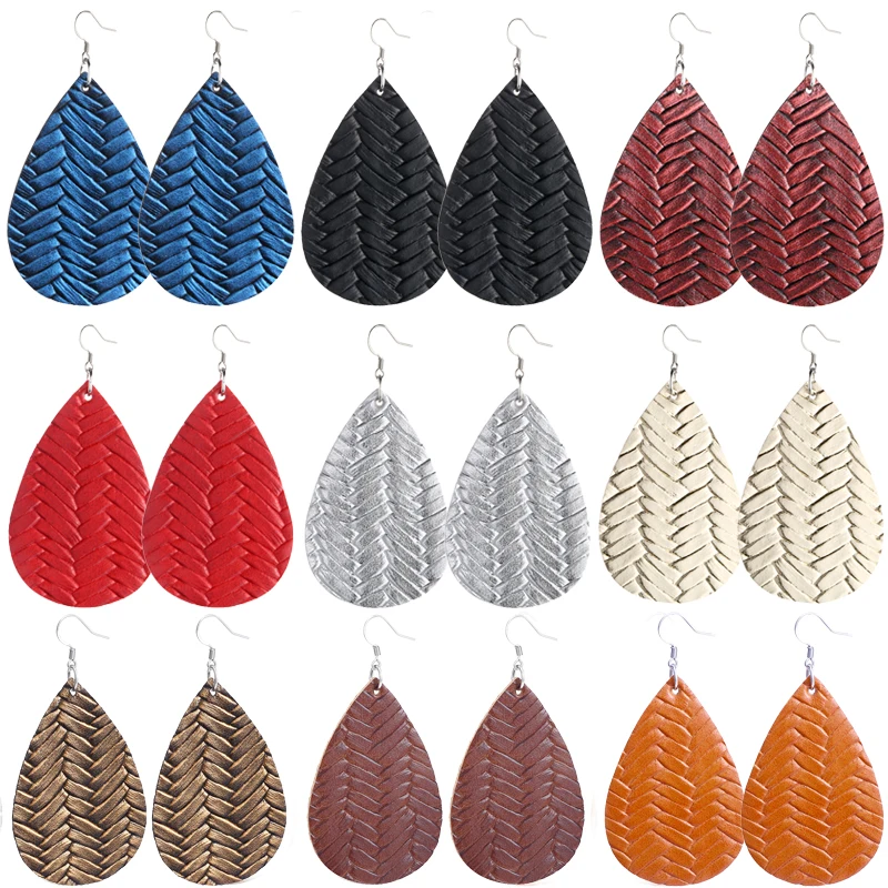 New Teardrop Leather Earrings Petal Drop Earrings Antique Lightweight S925 Carved Stainless Steel Earrings For Women Gifts