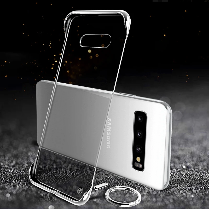 Прозрачный чехол с покрытием для samsung Galaxy S10 Note 10+ Plus A10 A30 A20 A70 A50 A505 Безрамное покрытие из поликарбоната кольцо на палец