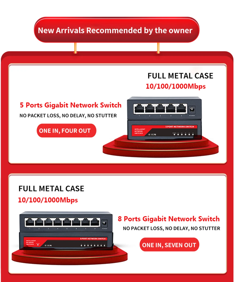 KuWFi Gigabit Switch 10/100/1000Mbps 5/8/10 Port Ethernet KuWFi Gigabit Switch 10/100/1000Mbps 5/8/10 Port Ethernet