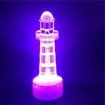 

Smart Phone Control Lighthouse 7 Colors 3D Led Nightlight Modelling Touch Button Desk Lamp Light Fixture Kid Bedroom Decoration