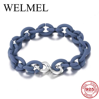 

Fashion Bracelet for Men Ocean Blue Rubber Bracelets Bangles with Silver Infinite charm symbol Beads Women Accessories Jewelry