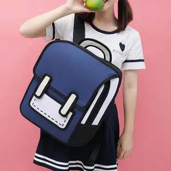 

Creative Women 2D Drawing Backpack Cartoon School Bag Teenager Girls Daypack Travel Rucksack LX9F