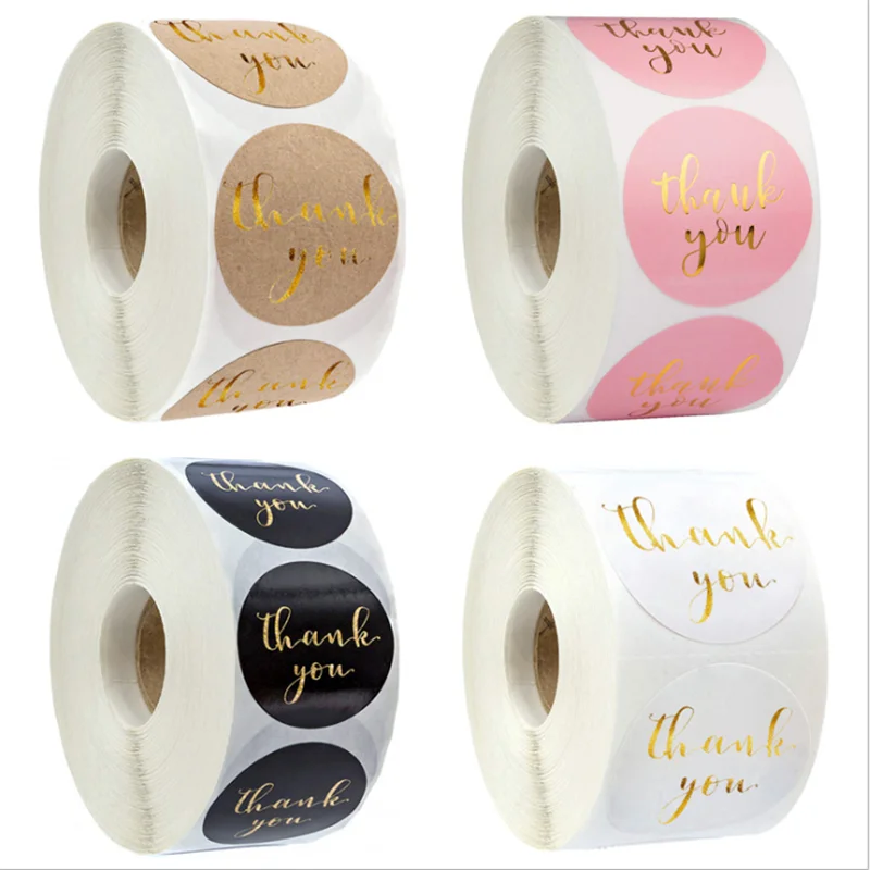 500pcs Round Labels Kraft Paper Thank You Sticker Dragees Candy Bag Flower Gift Box Cake Boxes and Packaging Wedding Stickers | Дом и сад