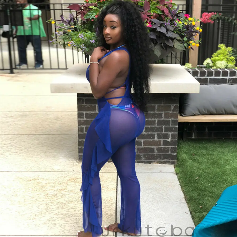 Sexy Sheer Lace Black Jumpsuit Bikini 