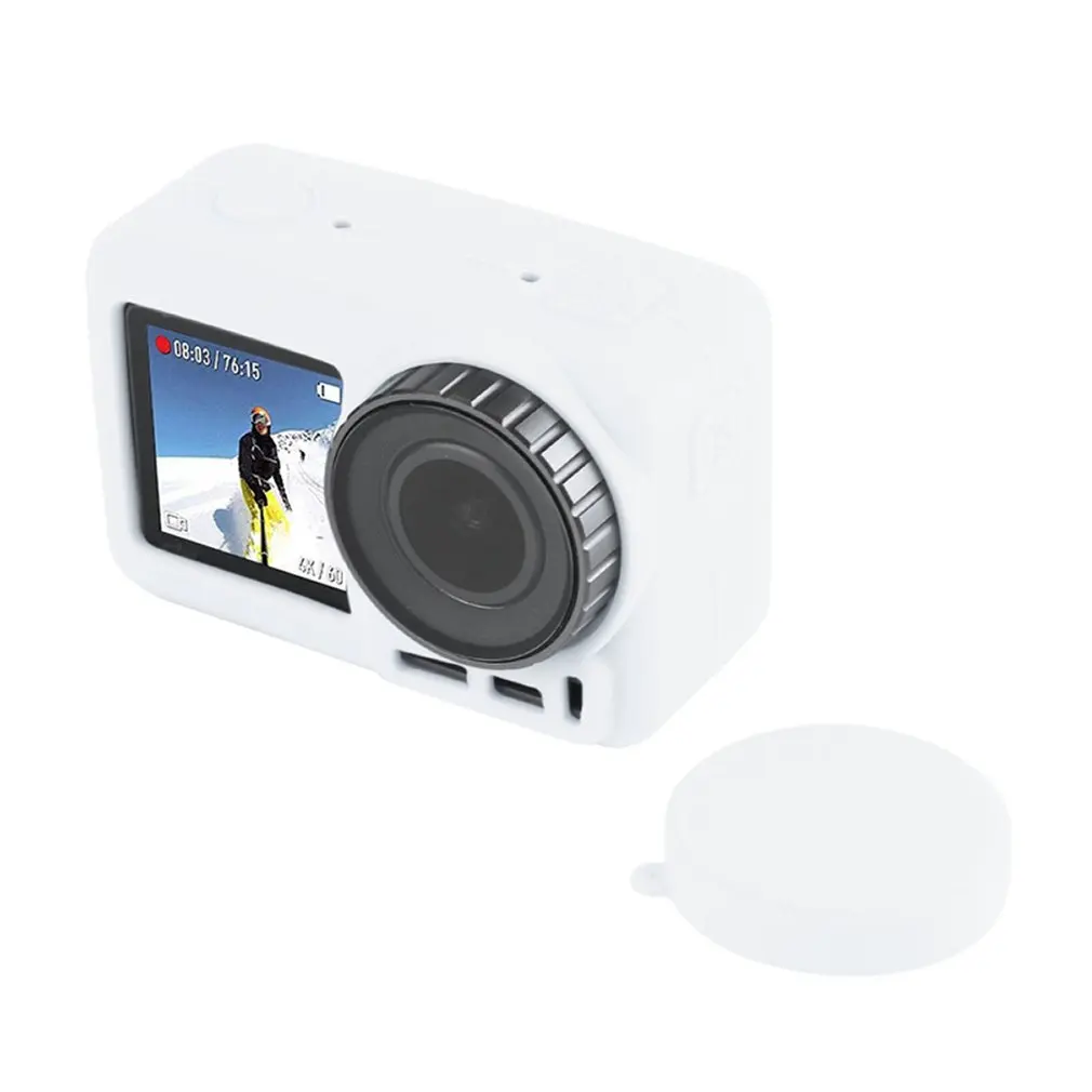 PULUZ силиконовый защитный чехол с крышкой объектива для DJI Osmo Action - Цвет: Белый цвет