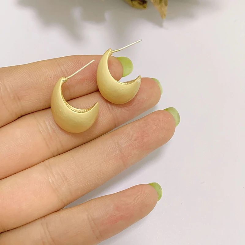 SRCOI, Луна, золотой цвет, металлические милые минималистичные с-образные серьги-гвоздики, новинка, серьги-гвоздики для путешествий, для женщин, девушек, свадебные ювелирные изделия