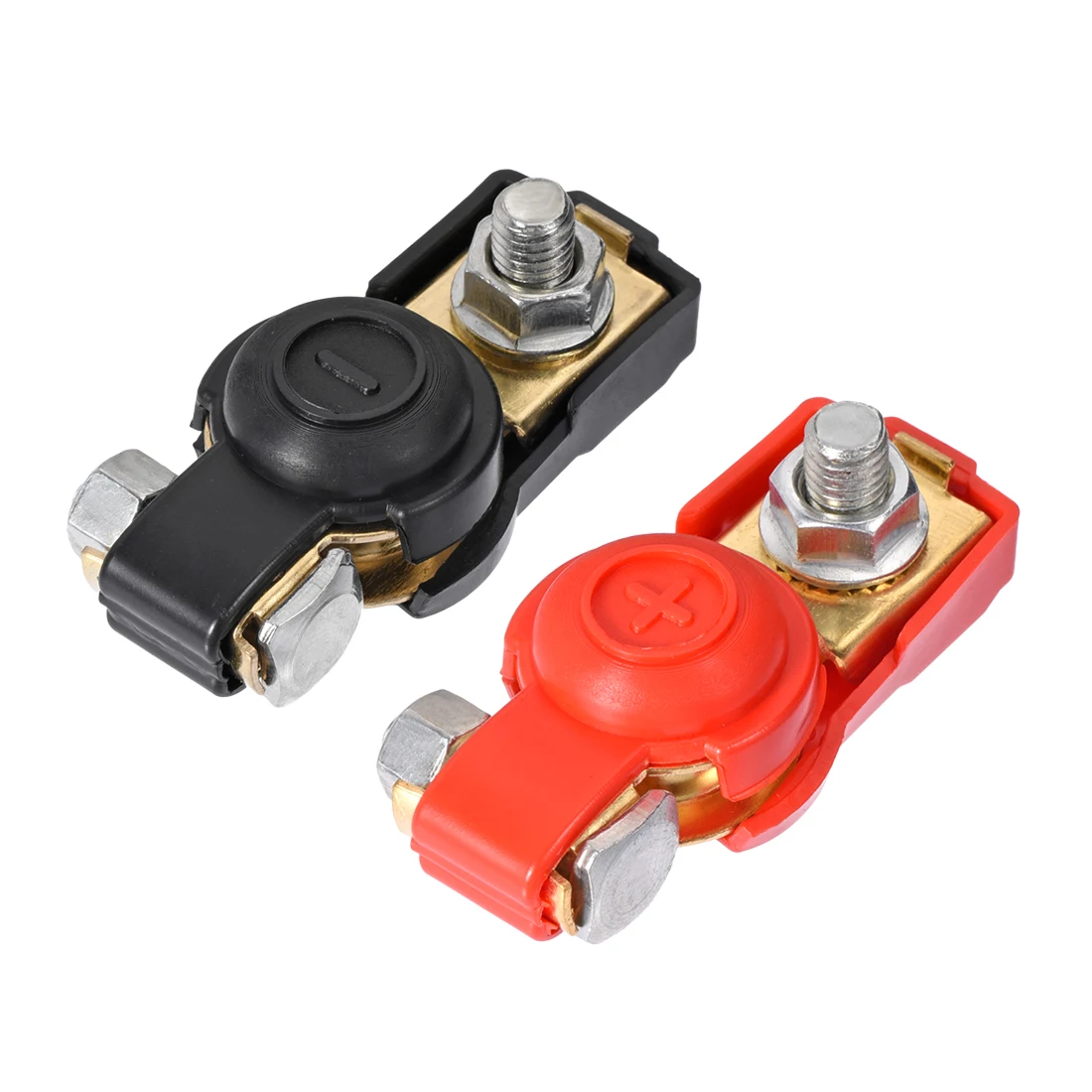 

uxcell Car Battery Terminal Clamps Positive Negative Set Copper Red Black Cover 1 Pair