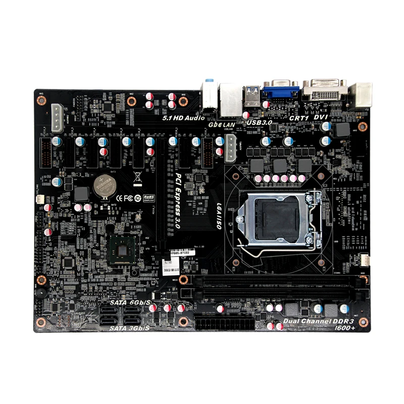 LGA1150 H81chipset Bitcoin mining Материнские платы 8G DDR3 с 4-м i3-i5-i7 Pentium Celeron cpu Промышленные 8* USB Материнские платы