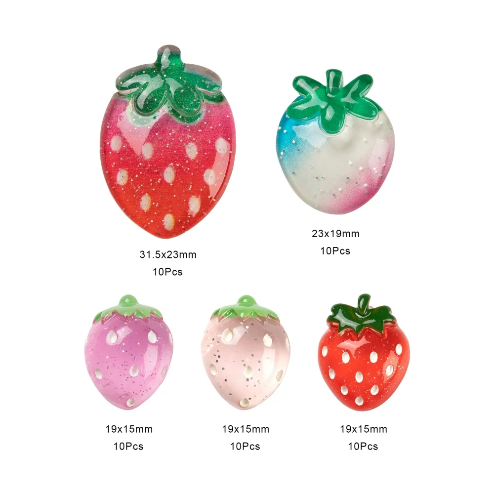 1 Box Resin Cute Fruit Cabochons with Glitter Powder For DIY Lovely Bracelet Phone Case Jewelry Making Accessories Mixed Color