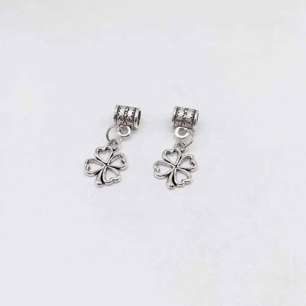 12 pcs zinc alloy Four leaf clover large hole beads charms fit DIY handmade necklace earring bracelet Jewelry Making | Украшения и