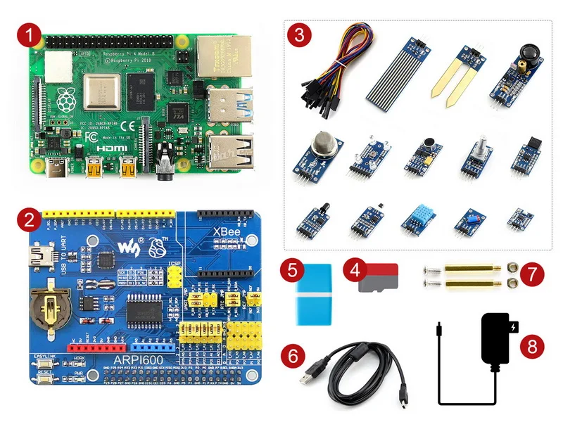 Raspberry Pi 4 Model B Sensor Kit, with 13 Popular Sensors