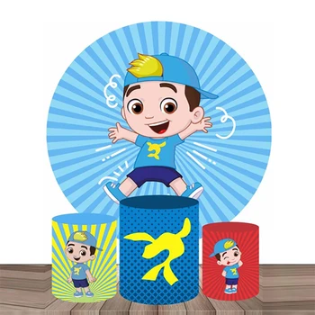 

Round Circle Backdrops Cartoon Lucas Birthday Party Photography Background for Boys Baby Shower Table Cover Banner Photocall