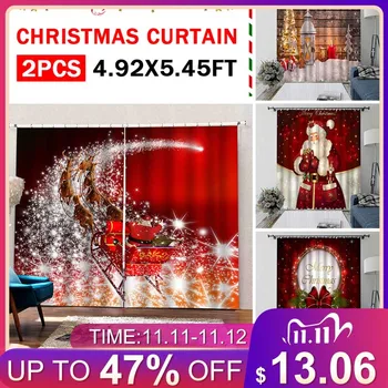 

2pcs Santa Claus Curtain Christmas Curtain Window Living Room Curtains Door Curtain Hanging Curtain Decoration Home Decor