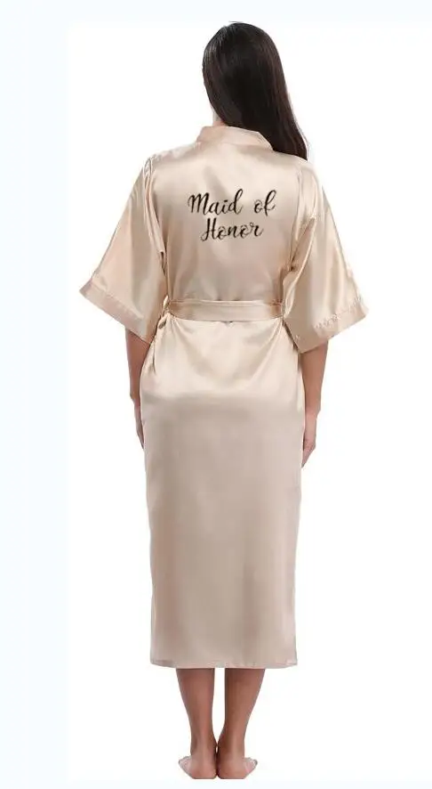 Bride Robes Silk Robe champagne gold robe bride satin kimono robe women wedding sister of the bride printing bridesmaid bridal party robes