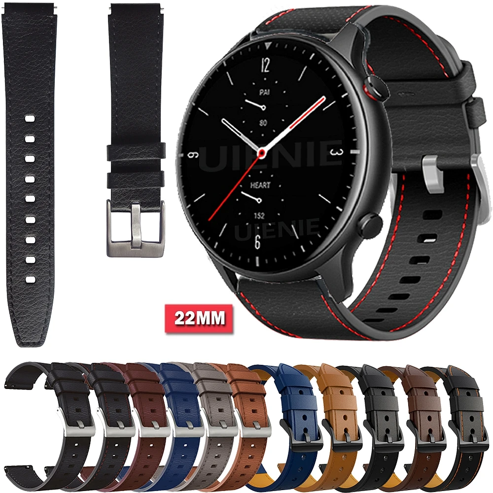 

Ремешок кожаный для Huami Amazfit GTR 2 2e 47 мм, браслет для часов Amazfit GTR2 Pace Stratos 3 2 2s