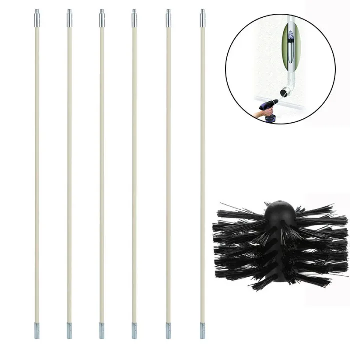 Dryer Duct Cleaning Brush Kit with 1 Brush Head 6 Flexible Extension Rods TB Sale