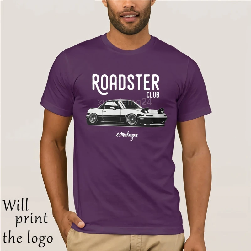 Модная крутая Мужская футболка женская забавная футболка Roadster club. Футболка с принтом Miata MX5 - Цвет: purple