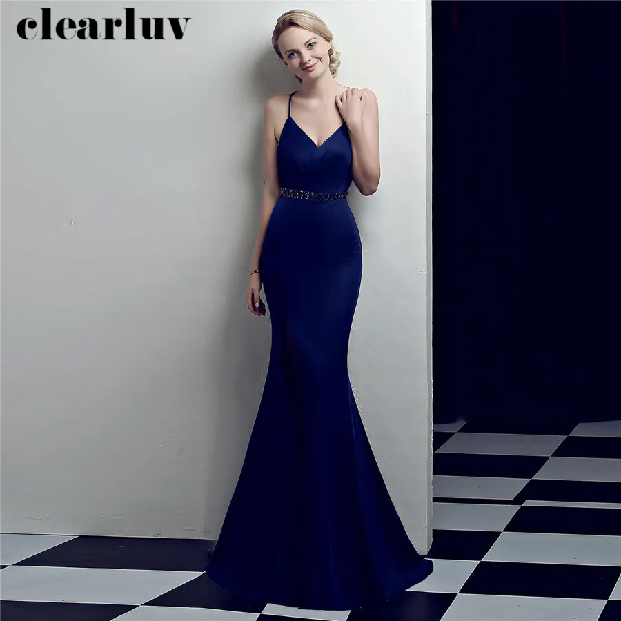 

Long Split Mermaid Prom Dress Sling Train Formal Gowns DX323-5 2020 New Plus Size Robe De Soiree Sexy Strapleass Evening Dress