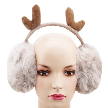 

New Antlers Fur Winter Earmuffs Women Warm Earmuffs New Novelty Ear Warmer Gift For Girl Cover Ears Super Soft Plush Ear Muff
