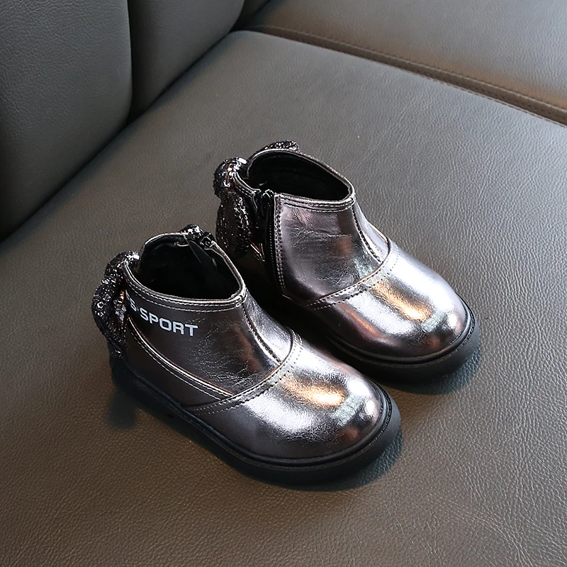 Зимние Детские Ботинки martin; Liang Pi; дышащая теплая обувь с бантом для девочек 1-3 лет