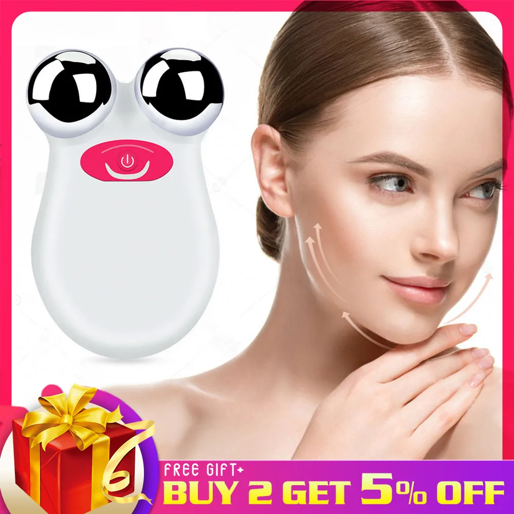 

face roller microcurrent face lift machine facial wrinkle remover device USB Charging Skin Tightening Rejuvenation Massager