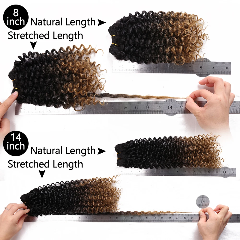 8"Jerry Curly Bundles Ombre Hair Bundles Synthetic Hair Weave Extensions For Women Heat Resistant Fiber 2pcs/Pack Hair Expo City