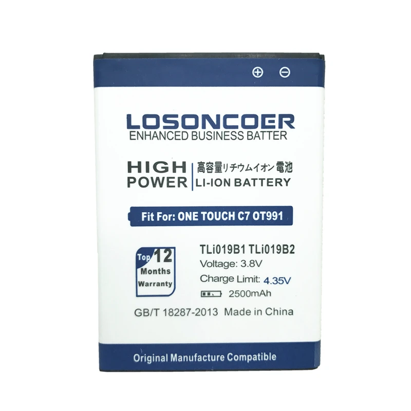 Аккумулятор LOSONCOER 2500mAh TLi019B1 TLi019B2 для Alcatel OT991 916D для Alcatel ONE TOUCH