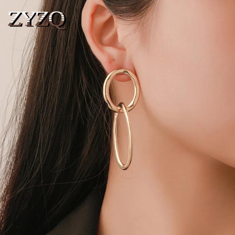 

ZYZQ New Arrival Infinity Women Drop Earrings Creative Chain Design Three Color Available Rock'n Roll Stylish Women Earrings