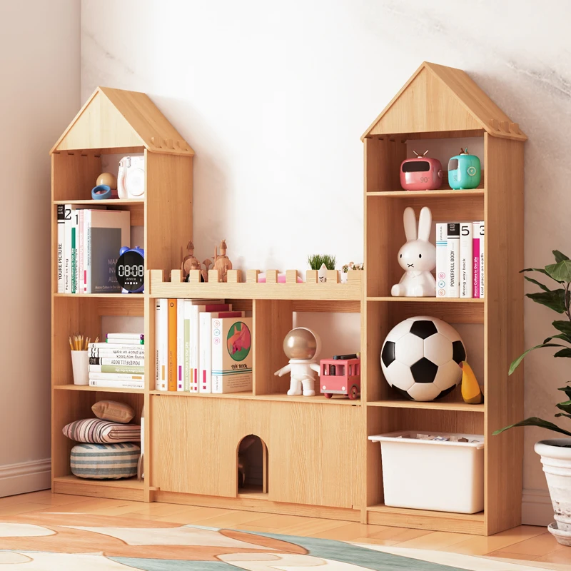 Kids Childrens Wooden Castle Bookcase Shelf Storage Rack Organiser Bookshelf New 