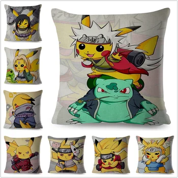 

Cute Cartoon Pokemon Pillowcase Decor Funny Pikachu Cos Japan Anime Naruto Cushion Cover for Sofa Car Home Linen Pillow Case