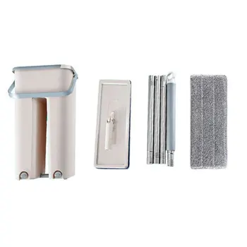 

Lazy Squeeze Mop Bucket Set Superfine Fiber Mop Ultra-Thin Cotton Microfiber Pad Room Wall Window Ceiling 1 Set