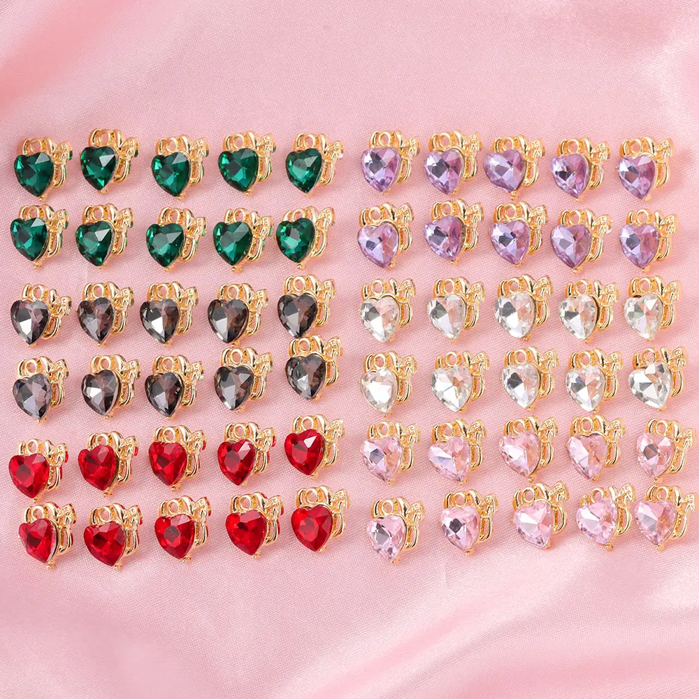 

10pcs/lot Multicolor Shiny Heart Crystal Charms for Jewelry Making Handmade Pendants Necklace Earrings DIY Jewelry Accessories