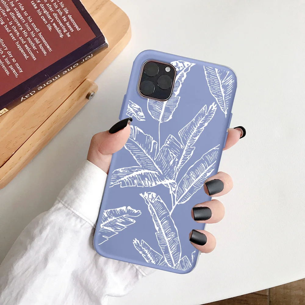 Роскошный мягкий чехол из ТПУ с рисунком листьев для телефона iPhone 11 Pro Max 12 Mini XR X XS 7