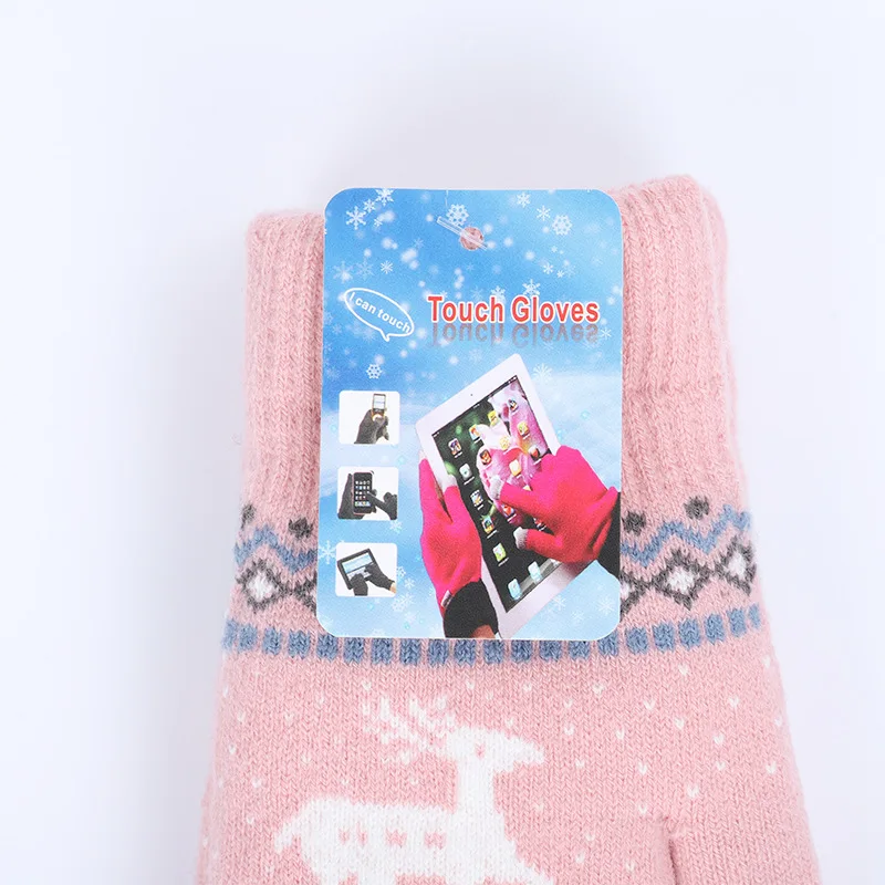 1 Pair Winter Touch Screen Gloves Women Men Warm Stretch Knit Mittens Imitation Wool Full Finger Guantes Female Crochet Thicken