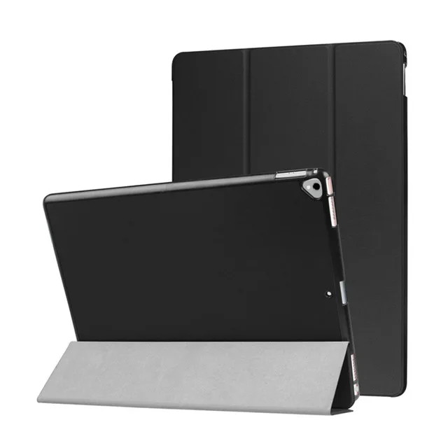 MTT из искусственной кожи чехол для iPad Pro 12,9 дюйма выпуска A1670 A1671 Тонкий флип трехслойный Стенд смарт-чехол Funda A1584 A1652 - Цвет: Black