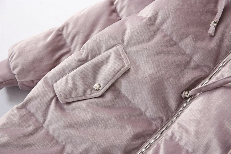 22g24 Female Winter Thick Warm European And American Style Light Perception Velvet Raglan Sleeve Hooded Mid-length Straight-Cut