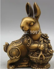 Бесплатная доставка <8 китайские медные животные фу богатство зодиакальный год фэн-шуй Статуя кролика(China)