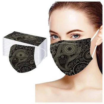 

Fast Delivery Máscara 10/20/30/50/100PC Adult Flower Digital Printing Three Layer Protective Breathable Mask Bandage Mascarilla