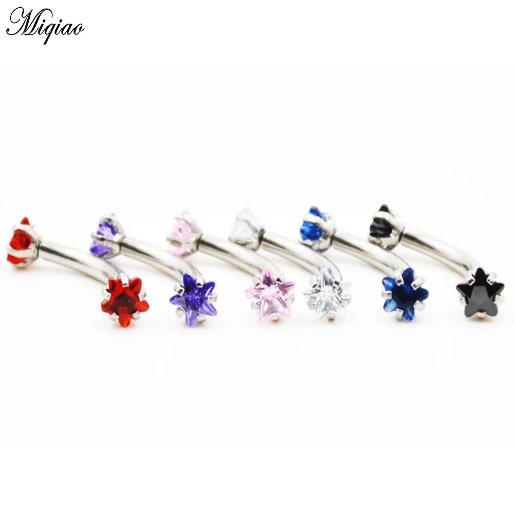 

Miqiao 2pcs Human Body Piercing European and American Five-pointed Star Curved Rod Eyebrow Nail
