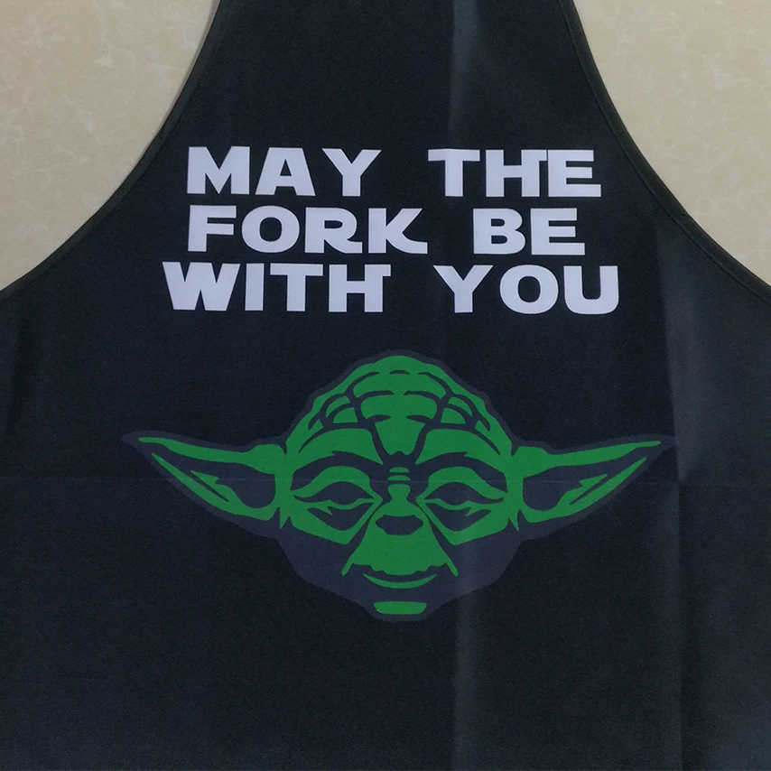 May the Fork Be With You Yoda Star Wars Apron For Women Man BBQ Cleaning Cooking Apron Kitchen Baking Accessories Fans Gift