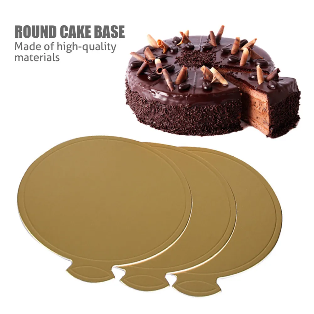 

100 Pcs 8cm Round Gold Cake Board Mousse Pad Card Dessert Baking Pastry Display Tray for Birthday Party Wedding Festival
