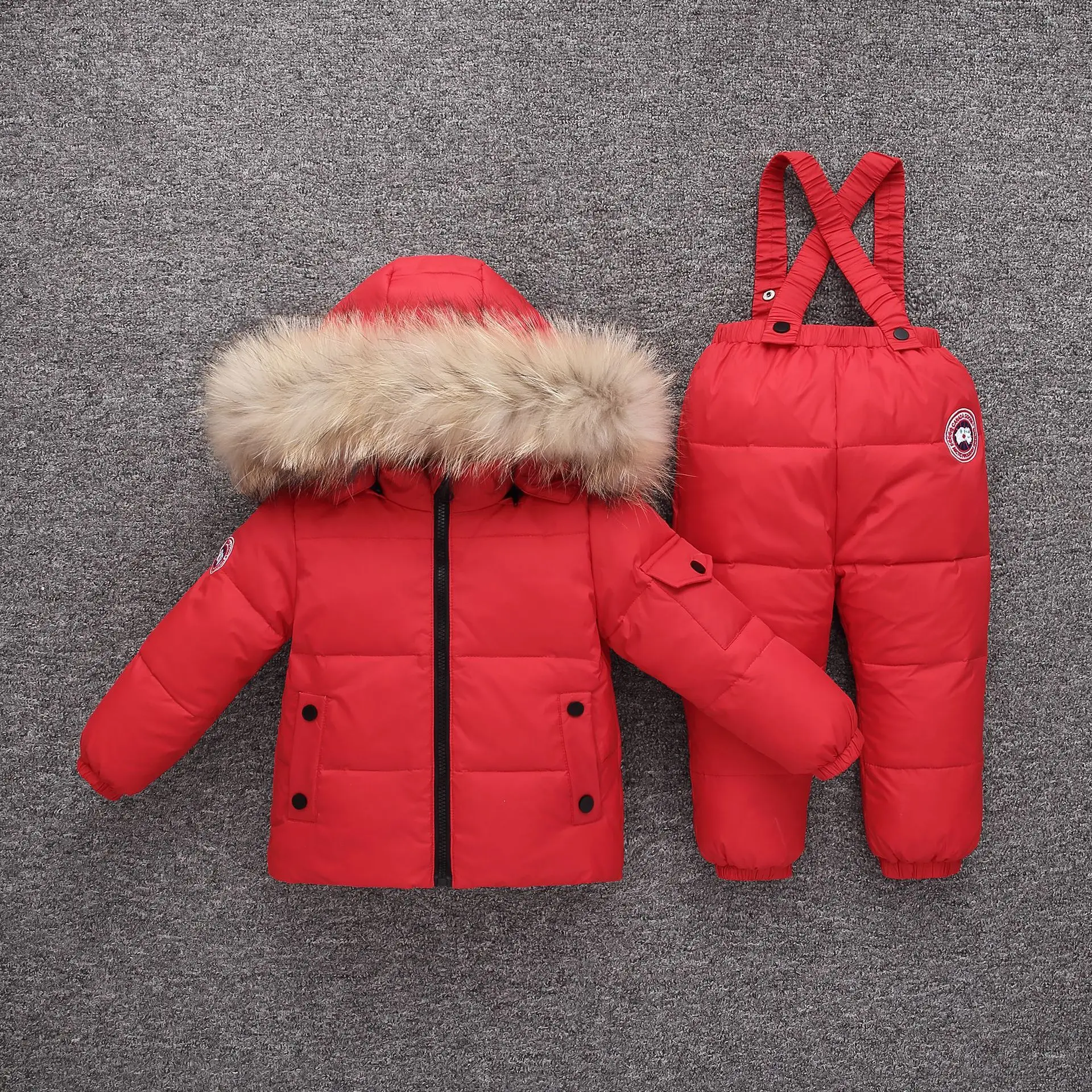 Boy Clothes Baby Girls Clothing Sets Sports Suits White Duck Down Outfit Newborn Christmas Autumn Winter 6-24 Monthes Ski Suit - Цвет: red